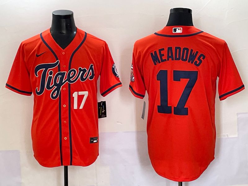 Men 2025 Detroit Tigers #17 Meadows Orange Game Nike MLB Jersey style 3